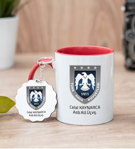 Hava Kuvvetleri Kırmızı Kupa Bardak Ve Anahtarlık Set