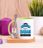 Canım Babam Ahşap Altlıklı Yeşil Kupa Bardak
