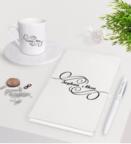 BK Gift Kişiye Özel İsimli Beyaz Defter Kalem Türk Kahvesi Fincanı Seti-3 (Model 1)