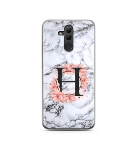 Mermer Çiçekli Harf Tasarım Süper Şeffaf Silikon Telefon Kılıfı Huawei Mate 20 L
