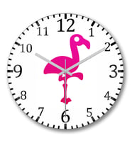 Pembe Yavru Flamingo 2 Duvar Saati Bombeli Gercek Cam