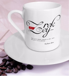 BK Gift Kişiye Özel Mânâ Zeyrek Türk Kahvesi Fincanı (Beyaz)