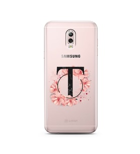 Pembe Çiçekli Harf Tasarım Süper Şeffaf Silikon Telefon Kılıfı Samsung C8  T-Har