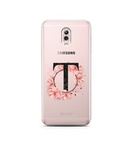 Pembe Çiçekli Harf Tasarım Süper Şeffaf Silikon Telefon Kılıfı Samsung C8  T-Har