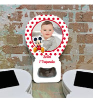 Balon Açacaklı Hediyelik Magnet - Mickey Mouse Tasarım Doğum Günü, Resimli Magnet