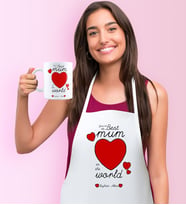BK Gift Kişiye Özel Dünyanın En İyi Annesi Mutfak Önlüğü Kupa Seti - 12 (Beyaz)
