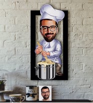 BK Gift Kişiye Özel Bay Aşçı  Karikatürlü 3D Ahşap Tablo-1