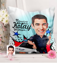 BK Gift Kişiye Özel Bay Polis Karikatürlü  Yastık  5