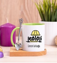 Jeoloji Mühendisi Ahşap Altlıklı Yeşil Kupa Bardak