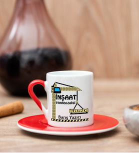 İnşaat Teknolojisi Öğretmeni Kırmızı Türk Kahvesi Fincanı