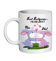 Tavşanlı Sevgili Kupa Bardak - İsim ve Tarihli Sevgililer Günü Hediyesi