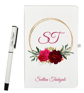 Sevgiliye Hediye Kişiye Özel Şık Tasarımlı Defter ve Roller Kalem Seti