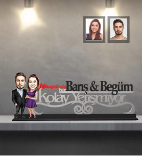 Kişiye Özel Sevgili Karikatürlü Kolay Yetişmiyor Ahşap Biblo Model 15
