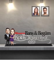 Kişiye Özel Sevgili Karikatürlü Kolay Yetişmiyor Ahşap Biblo Model 15