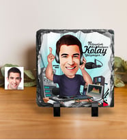 BK Gift Kişiye Özel Bay Radyocu Karikatürlü Dekoratif Doğal Taş  1