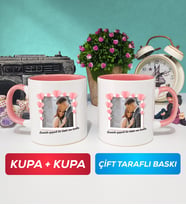 İkili Sevgiliye Sevgililer Günü Hediyesi 12 Kupa Bardak Pembe