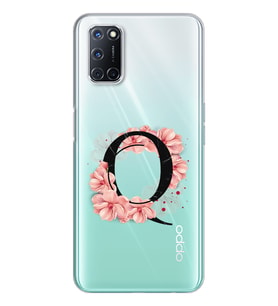 Pembe Çiçekli Harf Tasarım Süper Şeffaf Silikon Telefon Kılıfı Oppo A52-A72 Q-Ha