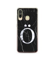 Samsung A60 Siyah Mermer Harf Tasarımlı Telefon Kılıfı Ö-Harfi 