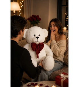 Sevimli Mi Sevimli 100 Cm Romantik Ayıcık (Beyaz)