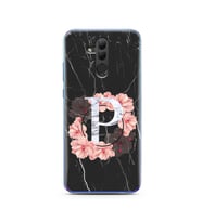 Mermer Çiçekli Harf Tasarım Süper Şeffaf Silikon Telefon Kılıfı Huawei Honor 20 