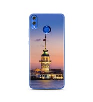Kız Kulesi Tasarımlı Süper Şeffaf Silikon Telefon Kılıfı Huawei Honor 8x