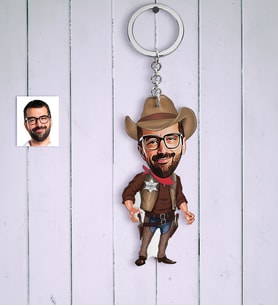 BK Gift Kişiye Özel Bay Şerif Karikatür Anahtarlık