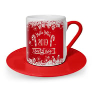 BK Gift Kişiye Özel Mutlu Yıllar Kırmızı Türk Kahvesi Fincanı  4