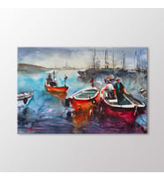 Arty Tablo Suluboya Balıkçılar Tablo (Karışık)