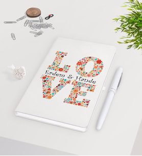 BK Gift Kişiye Özel Sevgililer Günü Beyaz Defter Kalem Seti-114