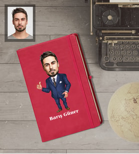 Kişiye Özel Öğretmen Karikatürlü   Kırmızı Defter Bay-11