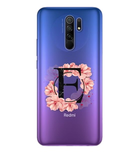 Pembe Çiçekli Harf Tasarım Süper Şeffaf Silikon Telefon Kılıfı Xiomai Redmi 9 E-