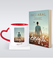BK Gift Kişiye Özel İnci Aral Sevgili Kitabı  Kırmızı Kalpli Kupa Hediye Seti