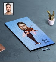 Kişiye Özel Kemancı Karikatürlü A3 130 Parça Puzzle Bay-1