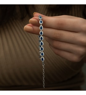 Safir Taşlı Tamtur Gümüş Bileklik
