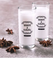 BK Gift Kişiye Özel Renkli Baskılı Şerefe ve Sağlığa İkili Rakı Bardağı Seti-1 (Beyaz)
