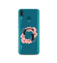 Pembe Çiçekli Harf Tasarım Süper Şeffaf Silikon Telefon Kılıfı Huawei Y9 2019 G-