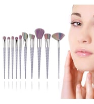 10 lu Unicorn Makyaj Fırça Set Gökkuşağı Kıl Spiral Saplı Karıştırma Toz Göz farı Makyaj