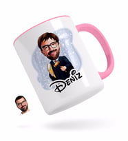 BK Gift Kişiye Özel Erkek Hakim Karikatürlü Pembe Kupa Bardak-1