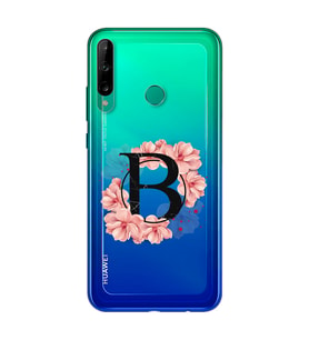 Pembe Çiçekli Harf Tasarım Süper Şeffaf Silikon Telefon Kılıfı Huawei P40 Lite E