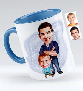 BK Gift Kişiye Özel Baba Oğul Karikatür Kupa Bardak  2