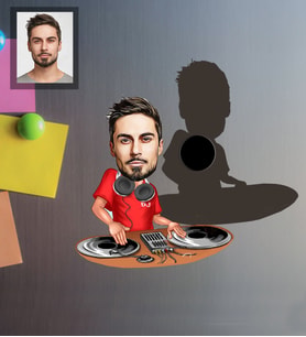 Kişiye Özel Dj Karikatürlü Ahşap Magnet Bay-1