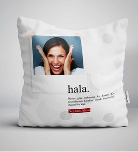 BK Gift Kişiye Özel Fotoğraflı Hala Anlamı Yastık (Model 1)