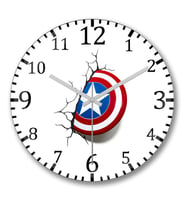 Captain America Shield Duvar Saati Bombeli Gercek Cam