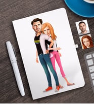 BK Gift Kişiye Özel Sevgililer Karikatürlü Beyaz Defter ve Kalem Hediye Seti-39