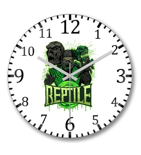 Reptile Duvar Saati Bombeli Gercek Cam