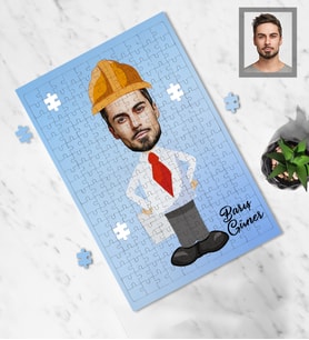 Kişiye Özel Mühendis Tasarımlı Karikatür A4 99 Parça Puzzle Bay-1