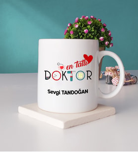 Mesajlı Doktor Hediye Kupa Bardak ve Taş Bardak Altlığı Hediye Seti