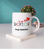 Mesajlı Doktor Hediye Kupa Bardak ve Taş Bardak Altlığı Hediye Seti
