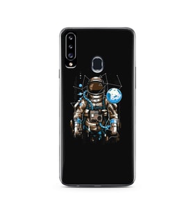 Uzay Astronot Tasarım Süper Şeffaf Silikon Telefon Kılıfı Samsung A20s
