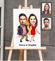 Kişiye Özel Sevgili Karikatürlü  Ahşap Tablo 30x47 Model 6